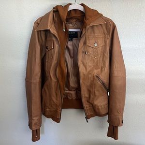 Pleather hooded jacket